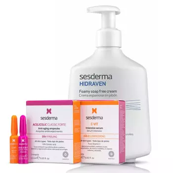 Sesderma Набор "Очищение и сияние": набор для домашнего пилинга + крем-пенка 300 мл (Sesderma, C-Vit)