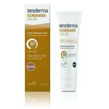 Sesderma Солнцезащитное тональное средство SCREENSES Color Fluid Sunscreen SPF 50 Brown (Темный тон), 50 мл (Sesderma, Screenses)
