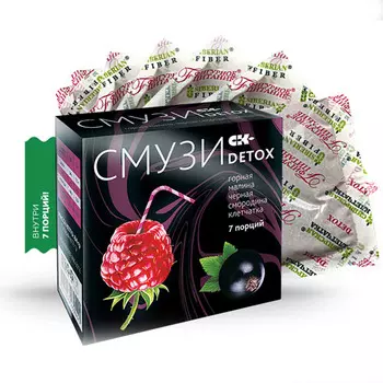 Сибирская клетчатка Смузи Detox c малиной и чёрной смородиной 12 гр х 7 пакетиков (Сибирская клетчатка, Смузи Detox)