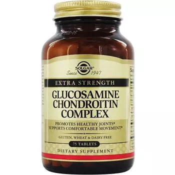 Solgar Глюкозамин-Хондроитин, для улучшения функционирования суставов и восстанавления хрящей 75 таблеток (Solgar, Комплексы)