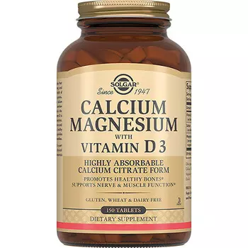 Solgar Кальций - Магний с витамином D3, 150 таблеток (Solgar, Витамины)