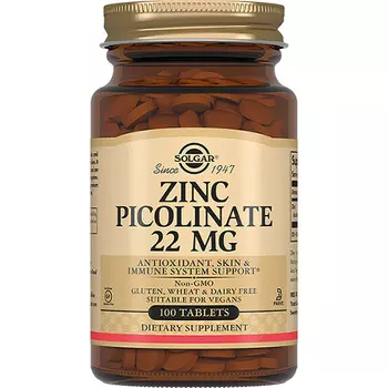 Solgar Пиколинат цинка, 100 таблеток (Solgar, Минералы)