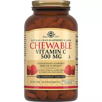 Solgar Витамин С 500 с Малиновым вкусом, 90 таблеток (Solgar, Витамины)