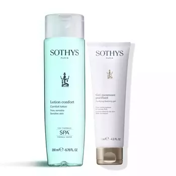 Sothys Набор для ежедневного ухода за чувствительной кожей: гель-мусс 125 мл + тоник 200 мл (Sothys, Cleansers &amp; Lotions)