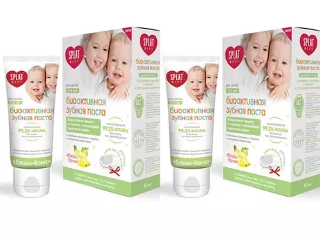 Splat Набор Набор Baby 0-3 Зубная паста яблоко-банан 40 мл + щеточка напальчник*2 штуки (Splat, Baby)