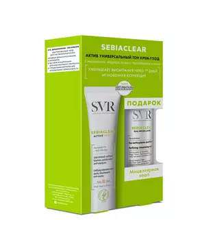 SVR Набор Себиаклир Актив: Универсальный тон крем-уход 40 мл + Себиаклир Мицеллярная вода 75мл (SVR, Sebiaclear)