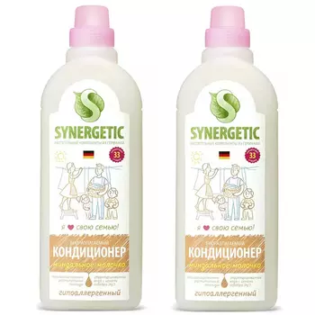 Synergetic Кондиционер для белья "Миндальное молочко", 2 х 1000 мл (Synergetic, Стирка)