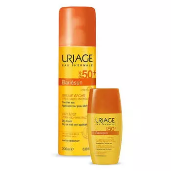 Uriage Набор Барьесан ультралегкая эмульсия SPF50+, 30 мл + Барьесан Сухая дымка-спрей SPF50+, 200 мл (Uriage, Bariesun)