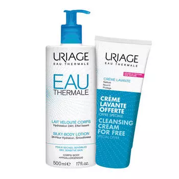 Uriage Набор: Увлажняющее молочко для тела, 500 мл + Очищающий пенящийся крем, 200 мл (Uriage, Eau thermale)