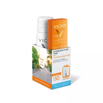 Vichy Анти-возрастной крем 3 в 1 SPF 50+, 50 мл + Термальная Вода 50 мл (Vichy, Ideal Soleil)