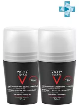Vichy Комплект Дезодорант - шарик 48 часов для чувствительной кожи, 2 шт. по 50 мл (Vichy, Vichy Homme)