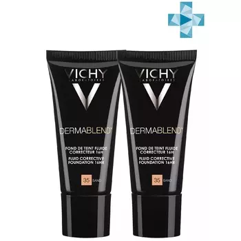 Vichy Комплект Корректирующий тональный флюид Дермабленд песочный оттенок, 35 тон, 2 шт. по 30 мл (Vichy, Dermablend)