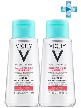 Vichy Комплект Мицеллярная вода с минералами для чувствительной кожи, 2 шт. по 100 мл (Vichy, Purete Thermal)