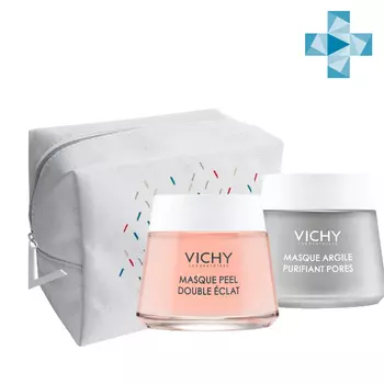 Vichy Набор 2 шага к совершенной коже (минеральная маска с глиной 75 мл + минеральная маска-пилинг 75 мл) (Vichy, Masque)