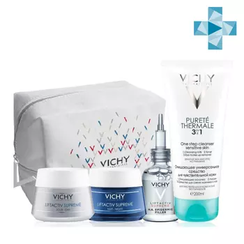 Vichy Набор для кожи с видимыми признаками старения (очищающий гель 200 мл + сыворотка-филлер 30 мл + дневной крем 50 мл + ночной крем 50 мл) (Vichy, Liftactiv)