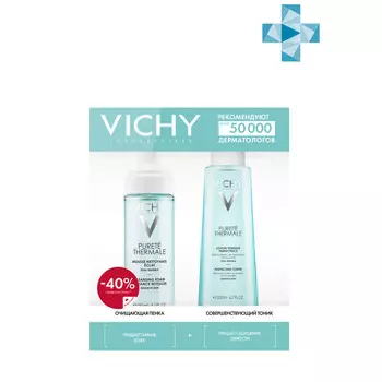 Vichy Набор для очищения: очищающая пенка для умывания 150 мл + совершенствующий лосьон 200 мл (Vichy, Purete Thermal)