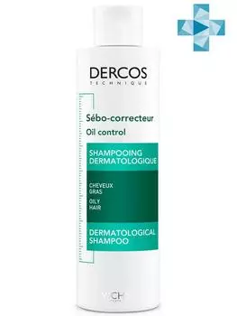 Vichy Регулирующий шампунь-уход для жирной кожи головы, 200 мл (Vichy, Dercos)