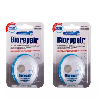 Biorepair Набор Расширяющаяся зубная нить без воска поддерживающая белизну Non-Waxed Expanded Floss 30 м 2 шт (Biorepair)