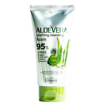White Organia Успокаивающая очищающая пенка для лица с натуральным соком алоэ вера "White Organia" 130 г (White Organia, Для лица)