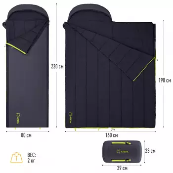 2101 ROCKY 520L -4°С 230х90 спальный мешок (-4°C, черный/графитовый правый)