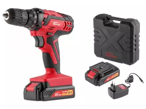 Аккум. дрель-шуруповерт WORTEX BD 2020-1 DLi в чем. (20.0 В, 2 акк., 2.0 А/ч Li-Ion, 2 скор., 30 Нм, шурупы до 9 мм) (BD20201DLi1707)