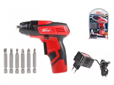 Аккум. шуруповерт WORTEX BS 4536-1 Li в блистере+ набор бит (3.6 В, 1 акк., 1.3 А/ч Li-Ion, 1 скор., 3.9 Нм, шурупы до 5 мм) (BS45361Li0823)