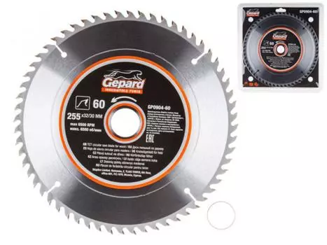 Диск пильный 255х32/30 мм 60 зуб. по дереву GEPARD (твердоспл. зуб) (GP0904-60)