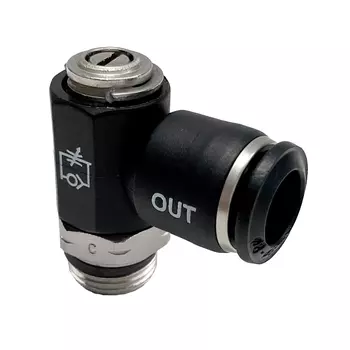 Дроссель Aignep 5590000008, угловой для цилиндра под трубку 6 с наружной резьбой G1/8"