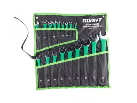 Набор ключей комбинир. 8-32мм 18шт в прорезиненной оплетке ВОЛАТ (на полотне) (13380-18)