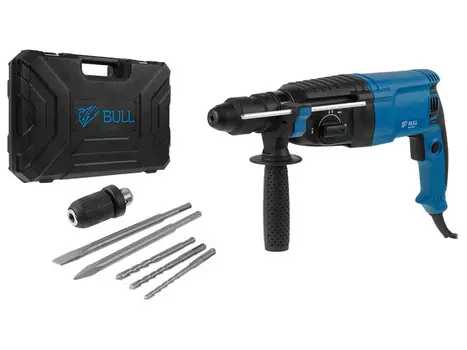 Перфоратор BULL BH 2602 в чем. (800 Вт, 3.0 Дж, 4 реж., патрон SDS-plus, БЗП в комплекте, вес 3.4 кг) (01045325)
