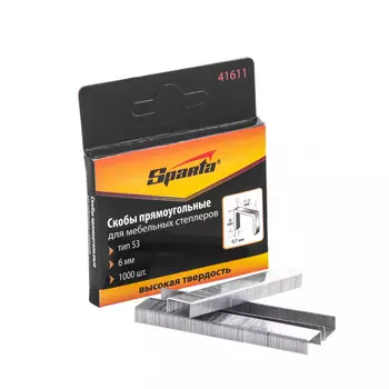 Скоба тип 53-6 мм для мебельного степлера / 1000шт // Sparta