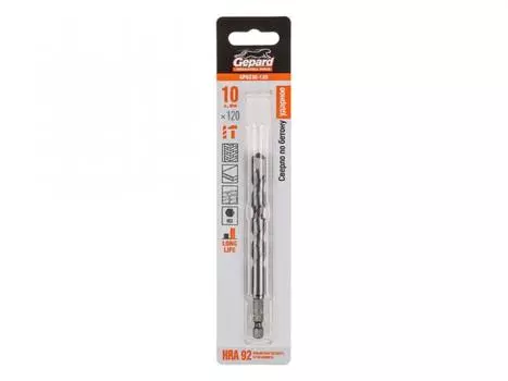 Сверло по бетону 10х120 мм шестигр. GEPARD (GP0230-120)