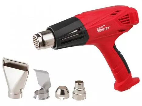 Термовоздуходувка WORTEX HG 6020 в кор. + набор сопл (2000 Вт, 2 скор., 450-600 °С, ступенч. рег.,250-500 л/мин) (HG602000011)