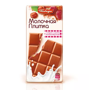 Кондитерская плитка молочная с орехом и изюмом