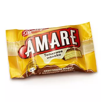 Конфеты вафельные "Амаре" с начинкой со вкусом топленого молока в молочном шоколаде