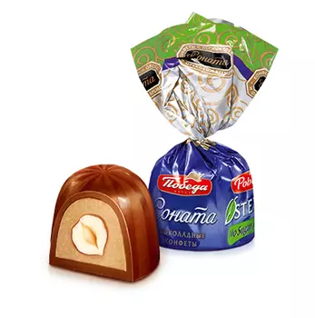 Конфеты шоколадные без сахара "Соната" с лесным орехом