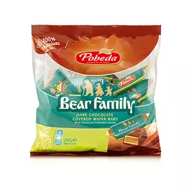 Конфеты вафельные с начинкой в горьком шоколаде "Мишки в лесу"