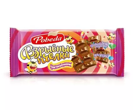 Шоколад "Молочный с взрывной карамелью "Взрывные пчелки"