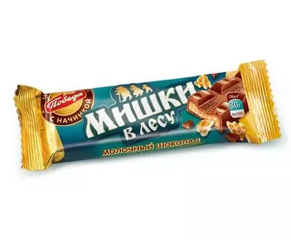 Батончик шоколадный "Мишки в лесу" с вафельной крошкой