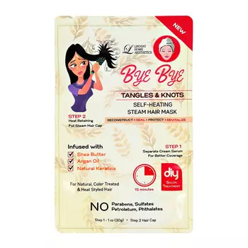 2-Ступенчатая система ухода за волосами LINDSAY BYE BYE для легкого расчесывания сыворотка, шапочка 30г + 1шт