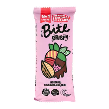 Батончик глазированный TAKE A BITE CRISPY Шоколад-Миндаль-Клубника 45 г