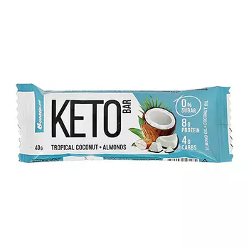 Батончик неглазированный BOMBBAR KETO со вкусом тропического кокоса и миндаля 40 г