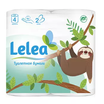 Бумага туалетная LELEA 2-х слойная 4 шт