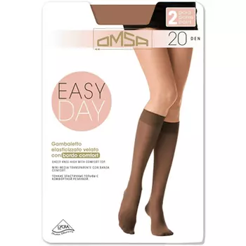 Гольфы женские OMSA EASY DAY 20 den р-р M/L 3/4 Daino 2 пары