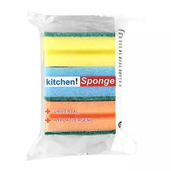 Губка для посуды KITCHEN SPONGE Профиль 3 шт