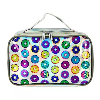 Косметичка-кейс LADY PINK голографическая серебряная