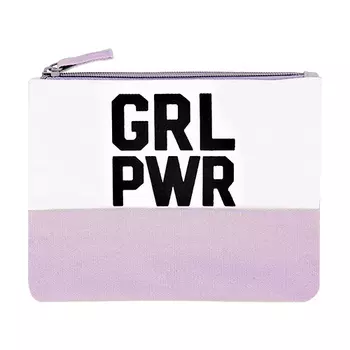 Косметичка LADY PINK ECO холщовая плоская с принтом из канваса сиреневая