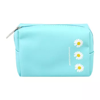 Косметичка LADY PINK ECO вместительная с принтом ромашка голубая