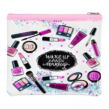 Косметичка LADY PINK плоская с принтом