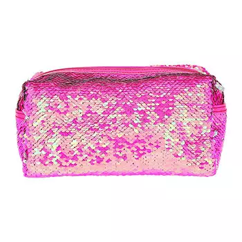 Косметичка LADY PINK прямоугольная в пайетках малиновая
